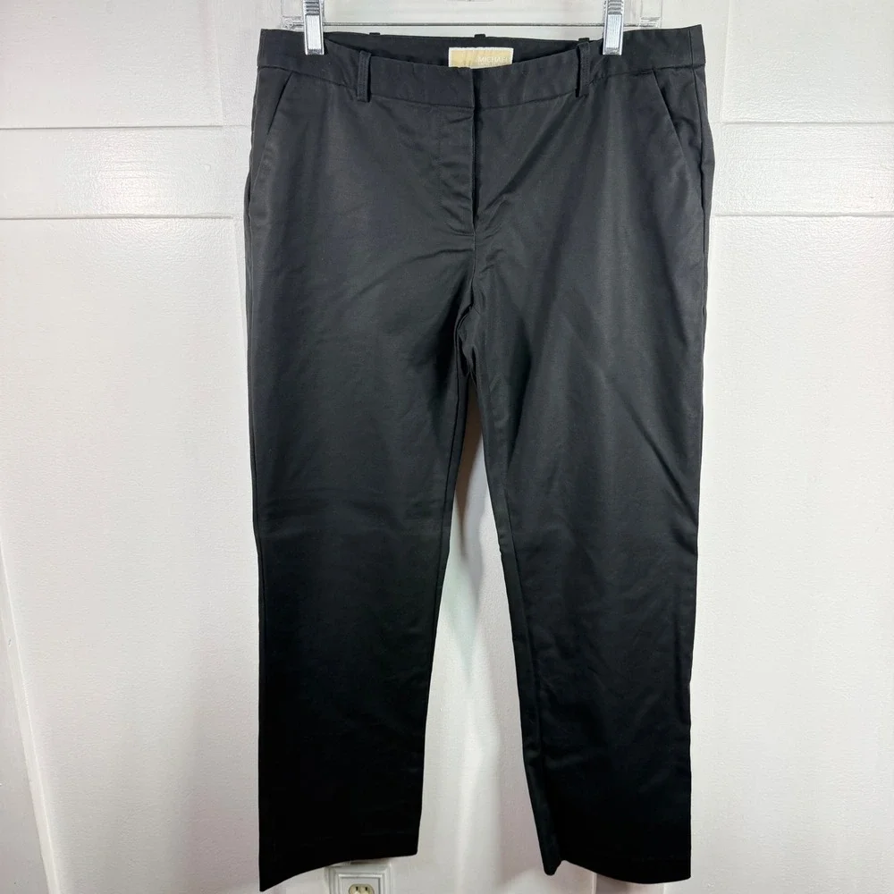 Michael Kors Womens Black Cotton Blend Ankle‎ Dress Pants Size 10 Trousers